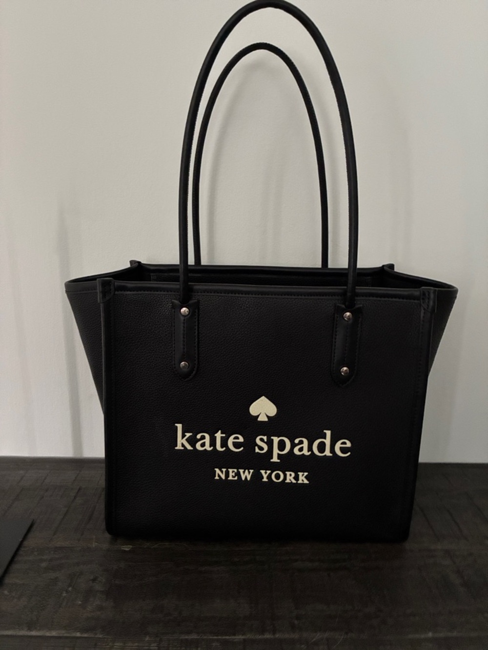 kate spade Black Logo Tote with Cream Accents